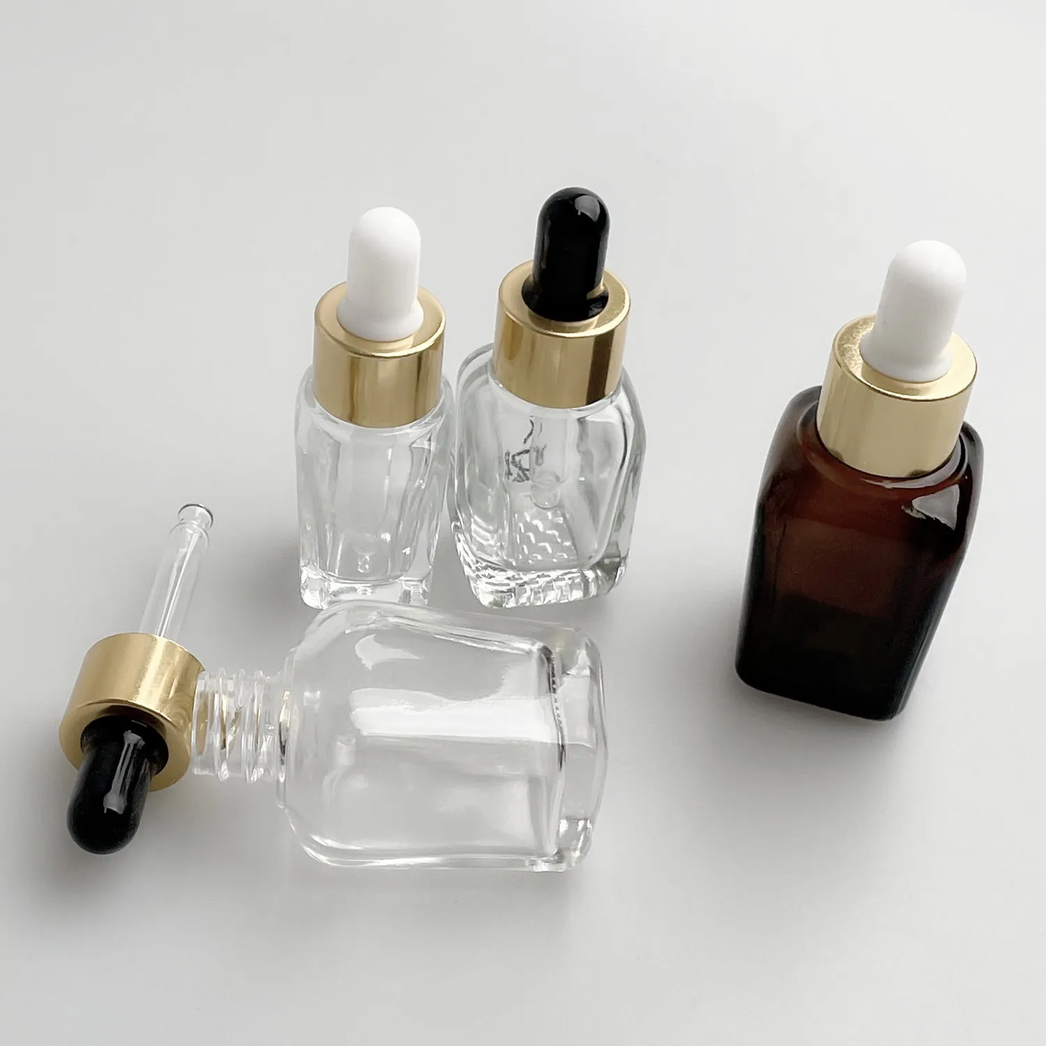 empty essential oil bottle 10ml 15ml 20ml 30ml square amber clear hair oil glass bottle with dropper