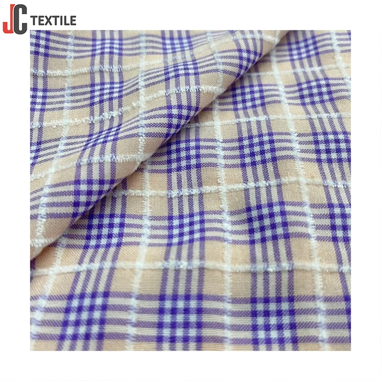 Shaoxing Factory 55%Poly 45%Rayon Rts Chenille Vogue Plaid Yarn-Dyed Checked Fabrics For Dress Skirts