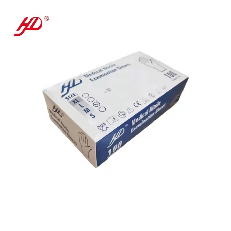 Gloves Medical Examination Nitrile Box Nitrile Hongda Disposable Blue Gloves Powder-free with 5mil 6mil 100pcs HD CE 3 Years