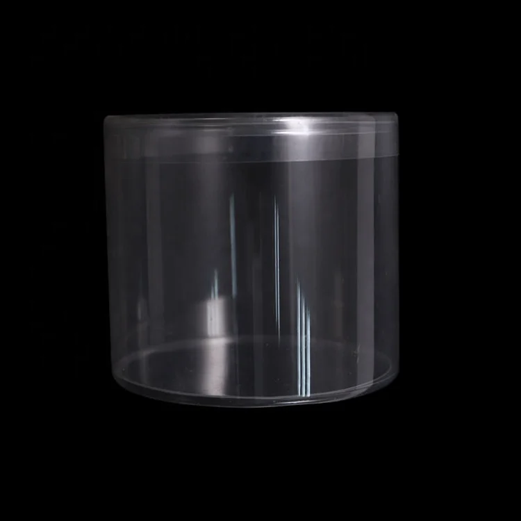Clear PVC Cylinder Box round Clear Plastic Container with Embossing Recycled Materials for Blister Use