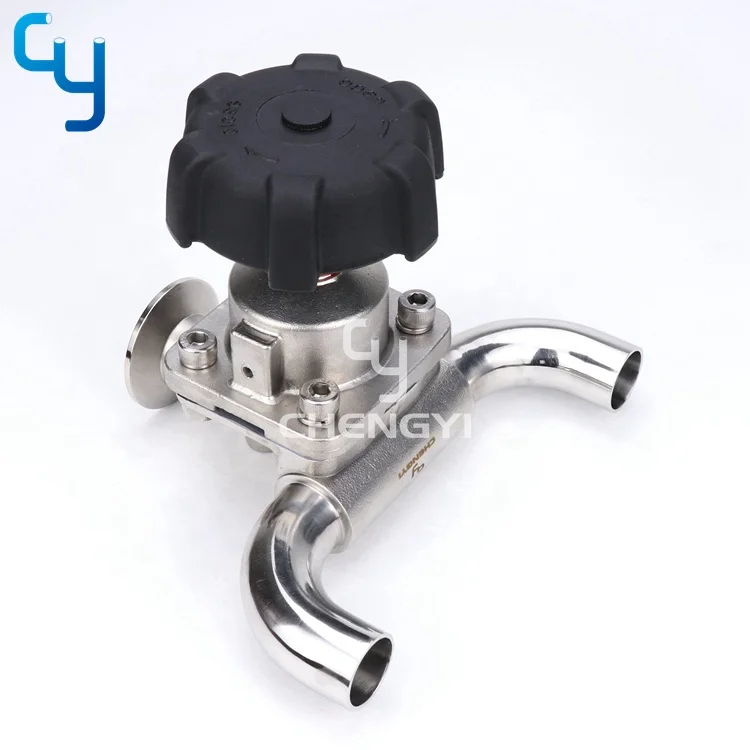 Sanitary stainless steel U type  3 way SS316L diaphragm valve