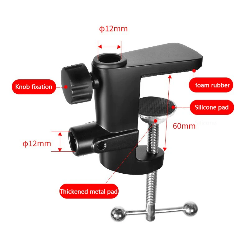 Flexible dual purpose Accessories DIY Fixed Metal Clip Light Mount Fittings Screw Camera Holder for Broadcast Microphone Desk