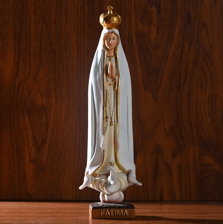 Resin Lady of Fatima Hand Painted Statue Religious Figurine Virgin Mary Statue