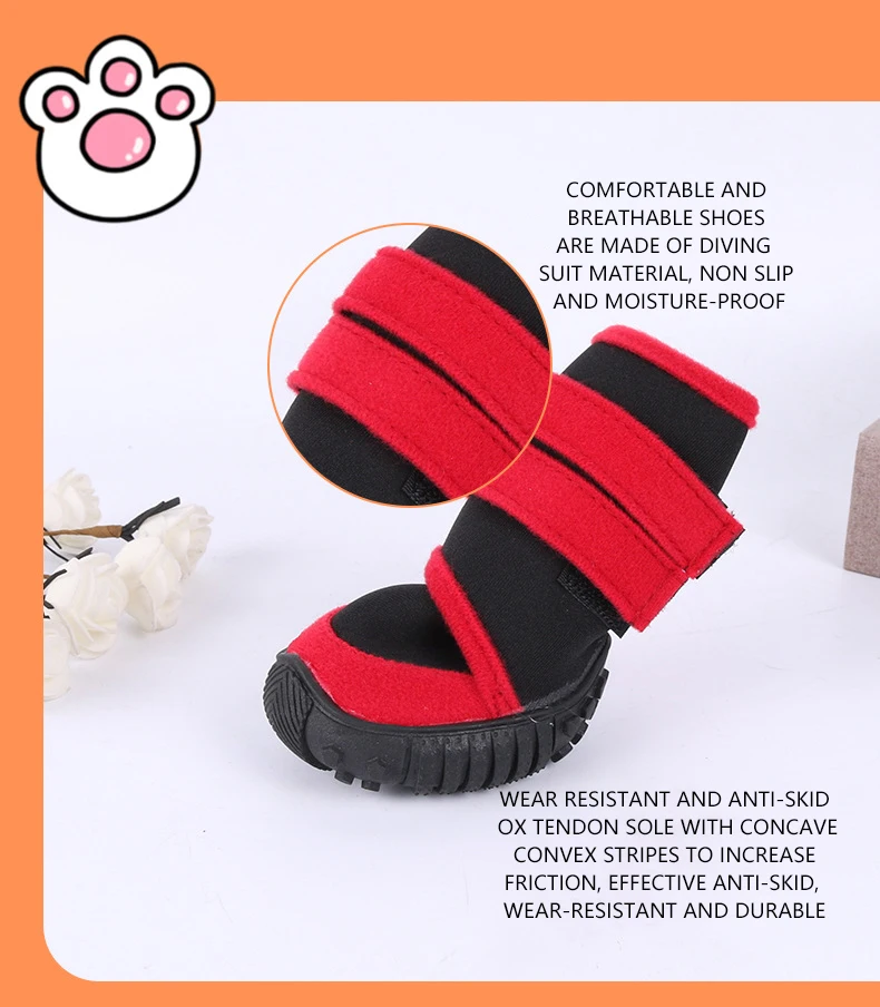 Fashion Colorful Anti-Slip Outdoor Waterproof Large Pet Dog Breathable and comfortable Dog Boots all seasons wear pet dog shoes