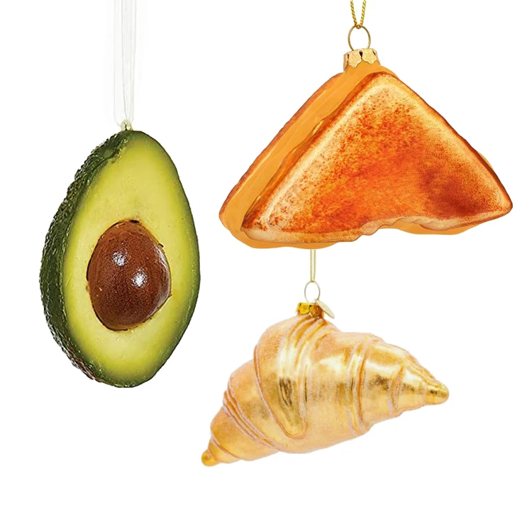 Custom Made Glass Hand Blown Figurines Christmas Ornaments Personalized Hand Painted Fruit Food Ornament Xmas Tree Decoration