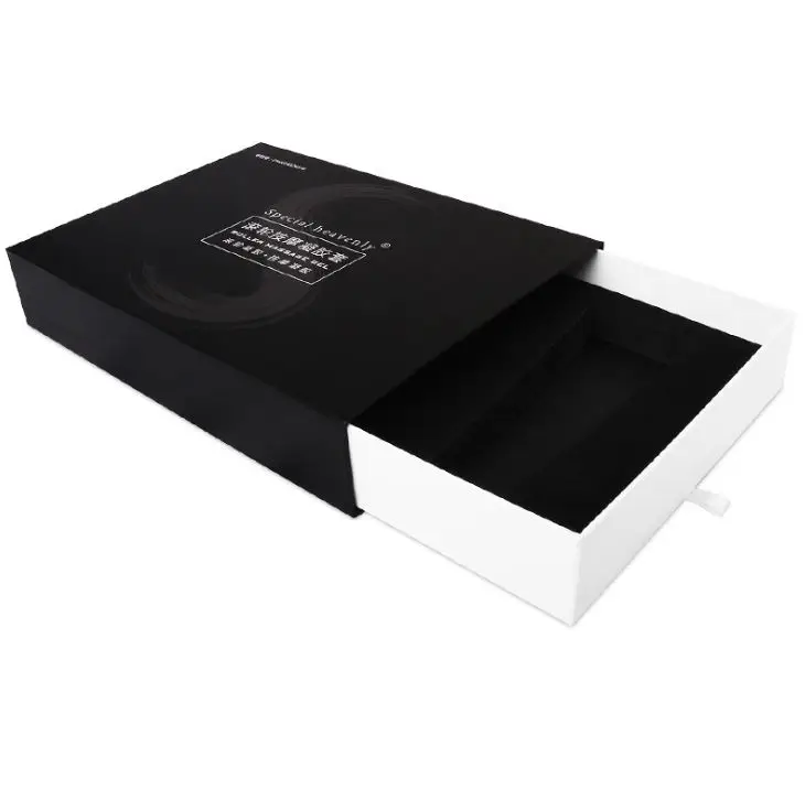 
Custom cardboard black and white color drawer boxes packaging paper drawer storage gift box with foam 