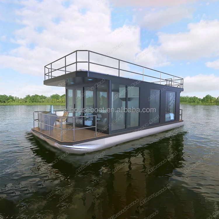 Allhouse 10m Water Floating Pontoon Houseboat Modular Moving Sea Boat House