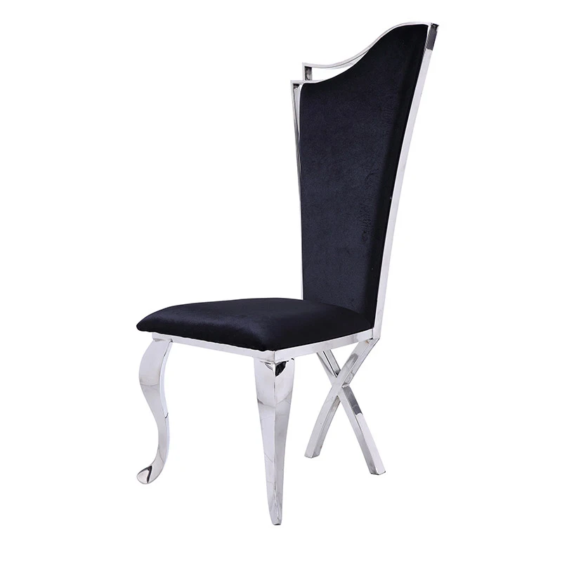 PURUO luxury manufacturer low CBM european stainless steel black fabric velvet dining room chair