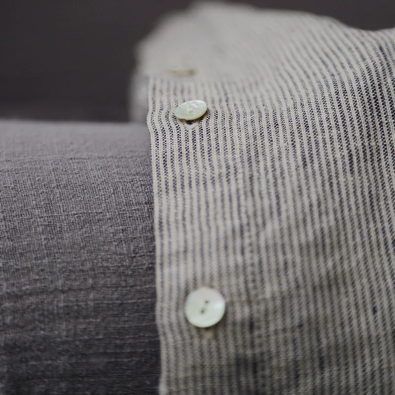 2022 summer patchwork design short sleeve blouse strip linen clothes women