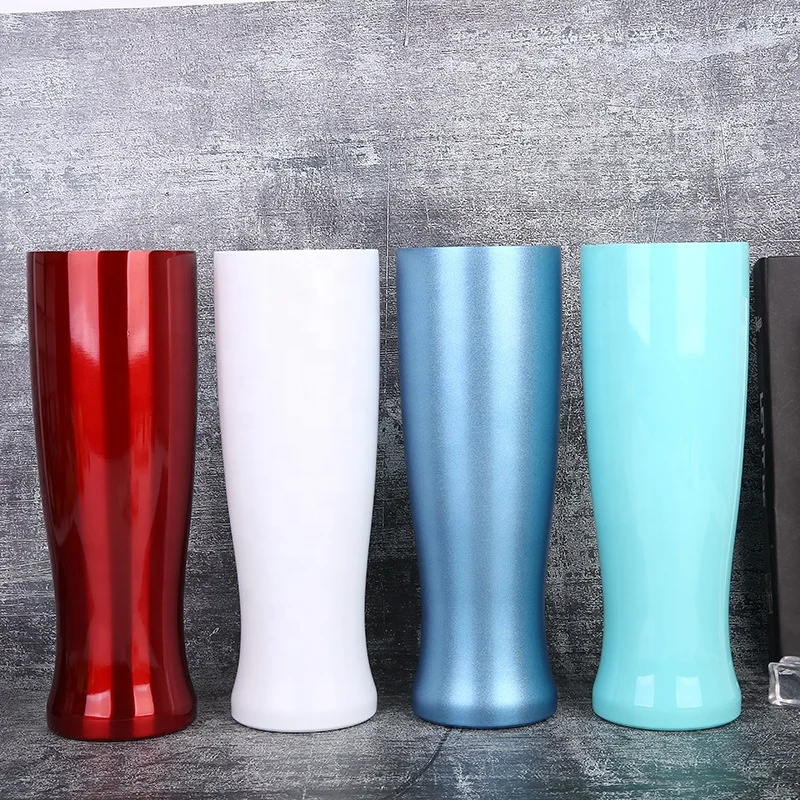 Wholesale vase shape large capacity beer tumbler mugs with lids 30oz 20oz  stainless steel beer glasses pilsner