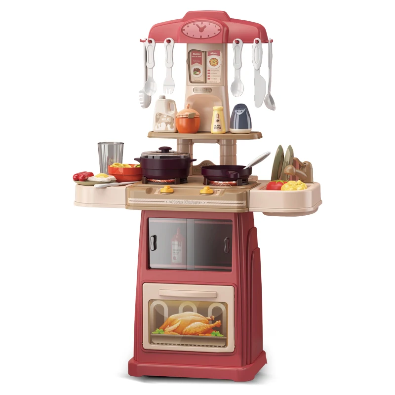 Cooking Pretend Play Toy Kitchen Toy Set for Kids 44pcs Play House for Girls with Light and Sound