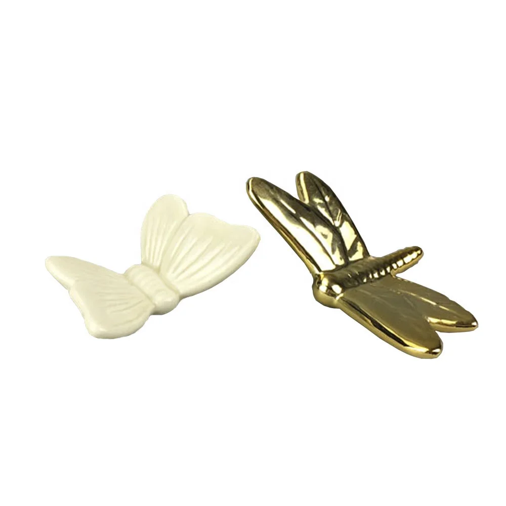 White and Gold Decorative Accessories Handmade Mini Ceramic Butterfly
