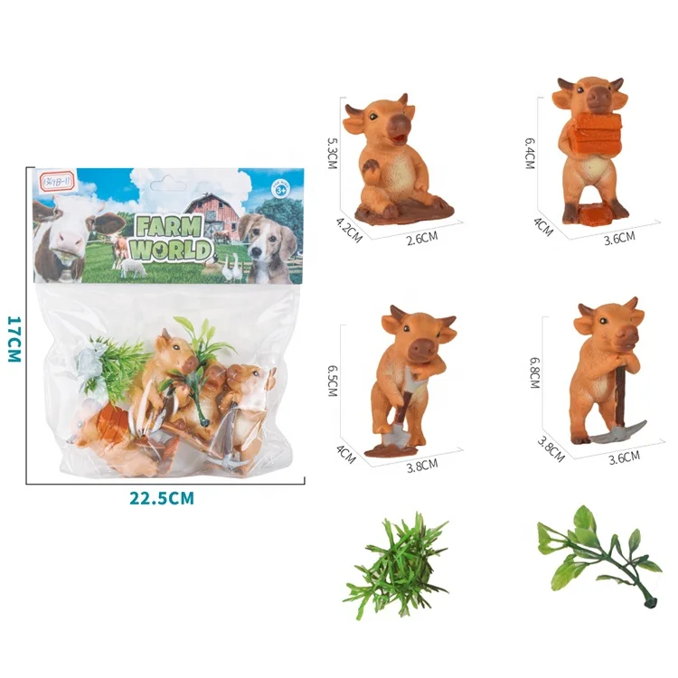 
Farm World Animal Toy Set Working Cattle With Plants Farm Animal Toys Figures In PVC Bag Packing 