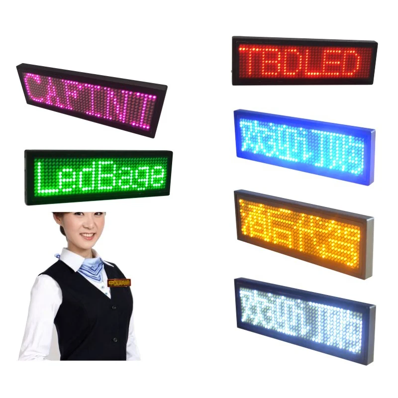 Factory Wholesale Programmable Mini Neon LED Luminous Display Screen Electronic LED Flashing Name Badge tag plate