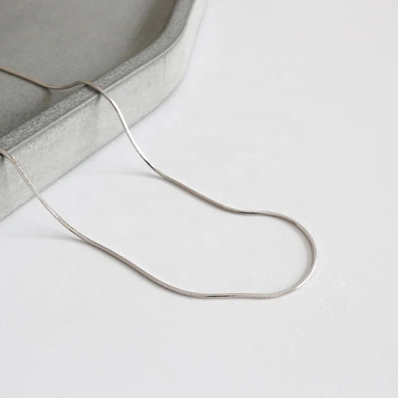 High Quality S925 Sterling Silver Classic Basic Chain Snake Bar Singapore Box Chain Side Chain Ladies Jewelry Necklace