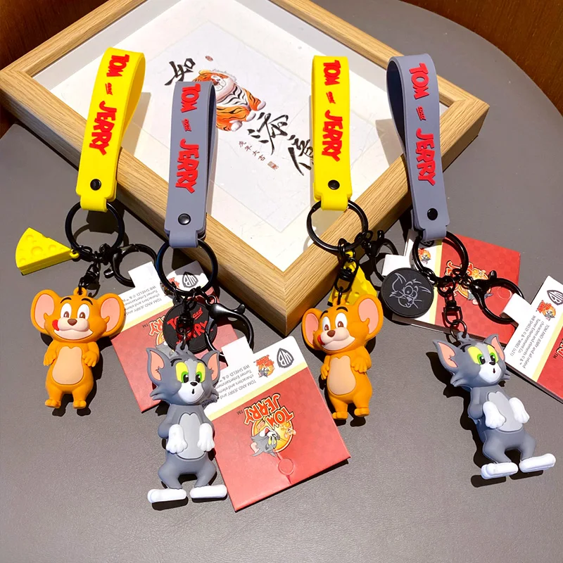 Bai Mao Global Hot Selling cute cartoon drip rubber genuine tom cat and mouse Jerry key chain