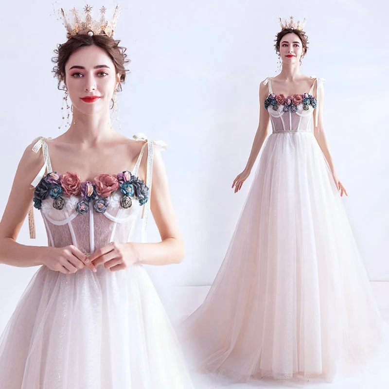 V Neck Formal Elegant Pink Prom Long Party Dresses Applique Beaded Evening Gowns