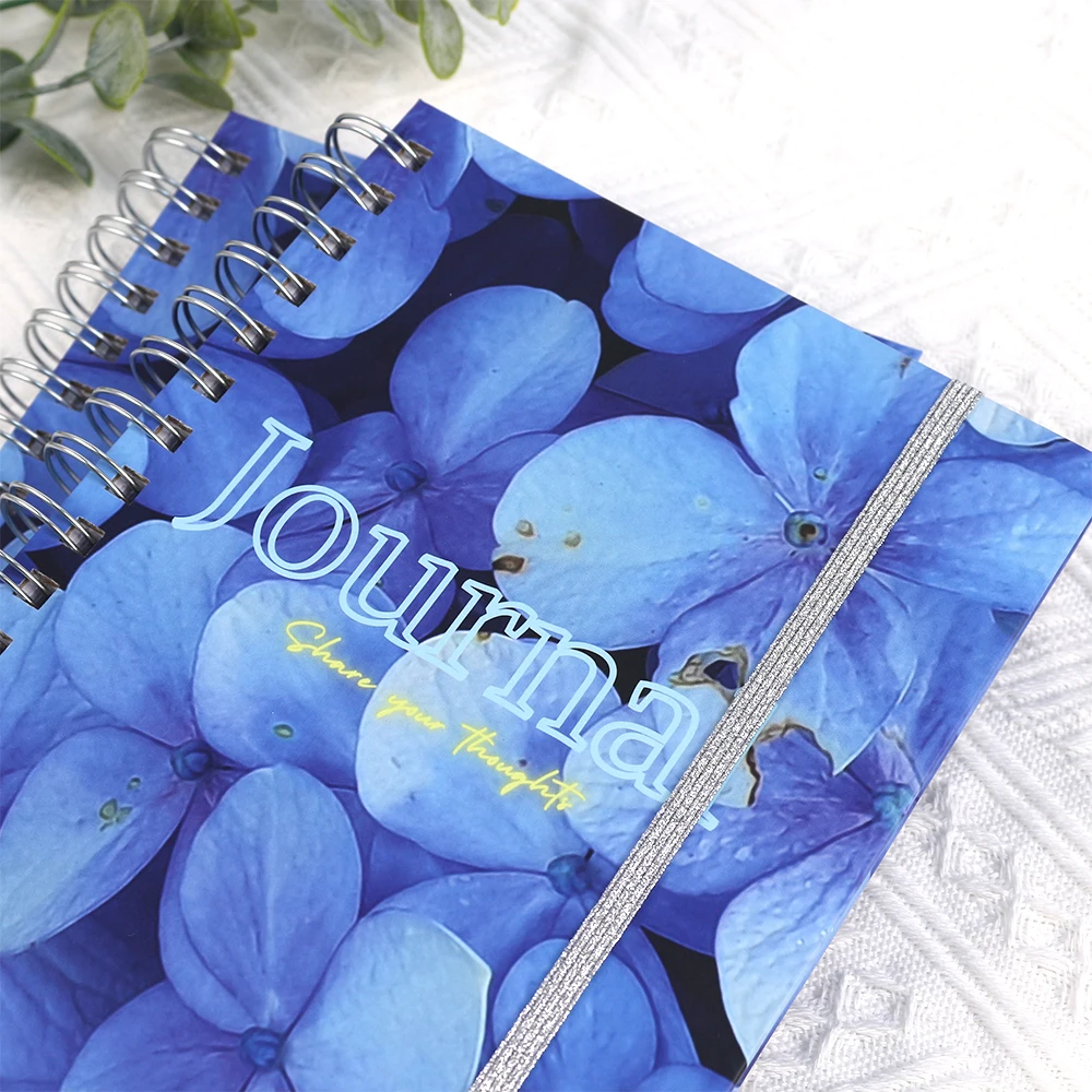 Custom create luxury wire spiral A5 A4 business planner diary gold elastic closure journals notebook custom printing