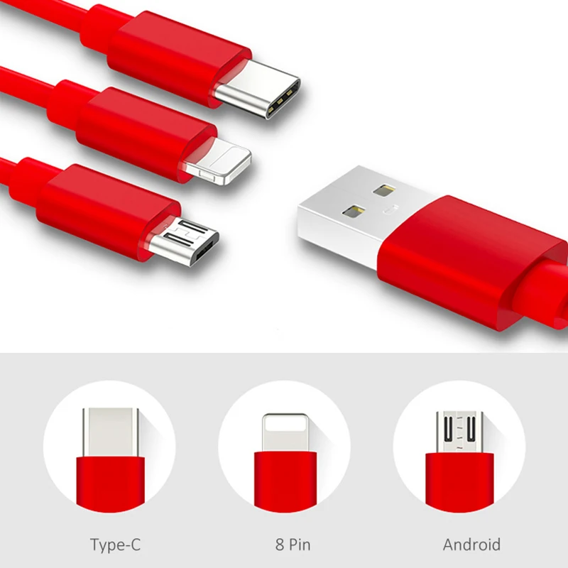 3 в 1 Usb-кабель портативный мобильный телефон TPE для