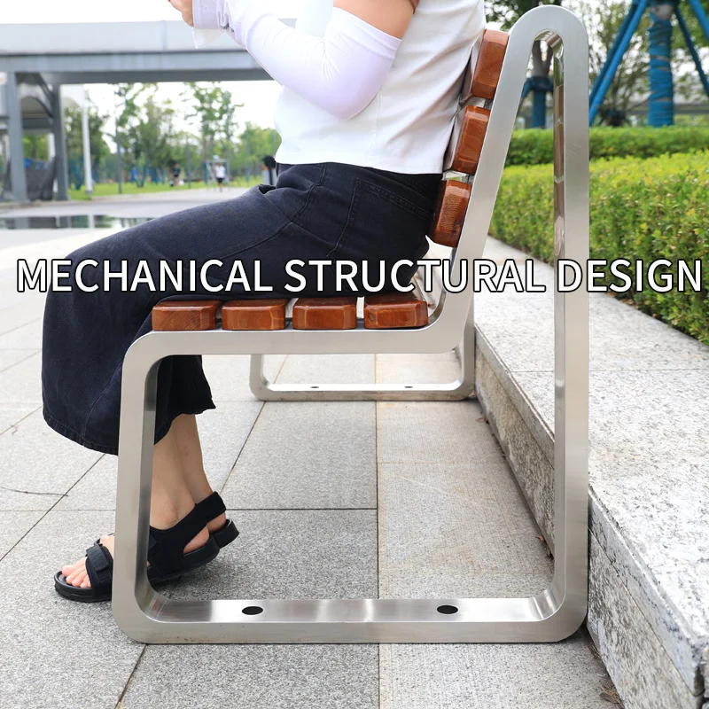 outdoor steel patio bench with backrest iron garden seats elegant design park leisure wooden waterproof decorative public bench