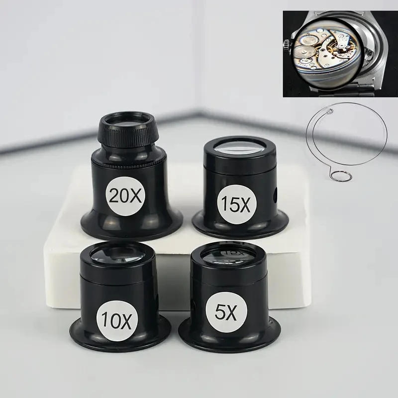 5 X 10X 15X 20X Black Jewelers Loupe Magnifier Magnifying Eye Loop Watchmakers Repair Eye Loupe Glass Tools (20X)