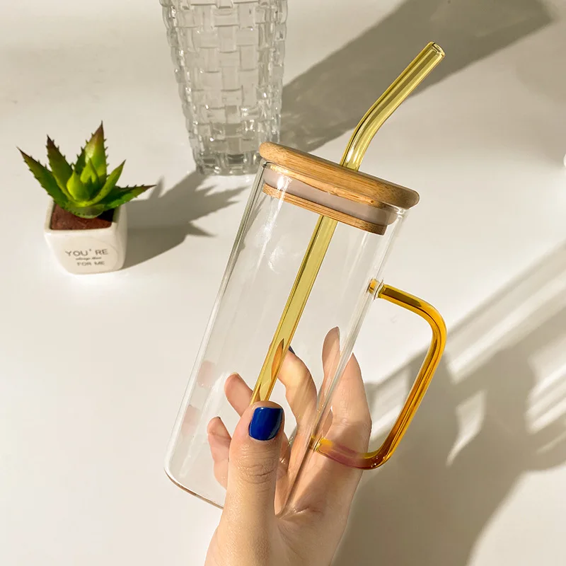 High-End Retro Style Square Glass Tea Cup New Heat-Resistant Explosion-Proof High-Borosilicate Cup for Home Business Water Tea