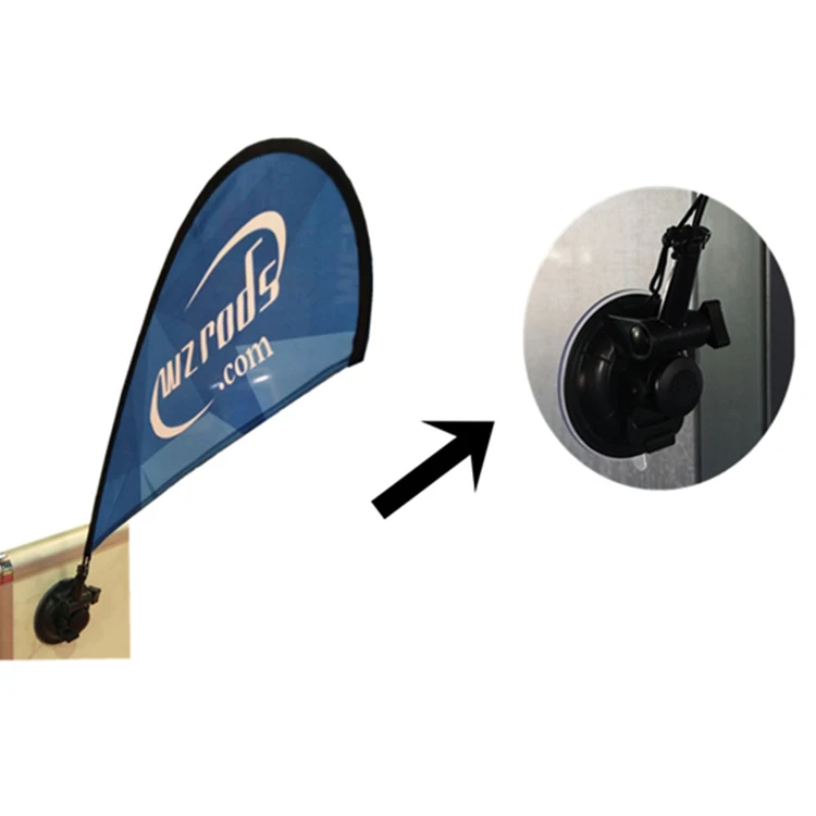 Weihai WZRODS Hot Sale custom flag Mini flag Teardrop Beach Adjustable Angle Window Wing Flag Pole Sucker Banner For Advertising