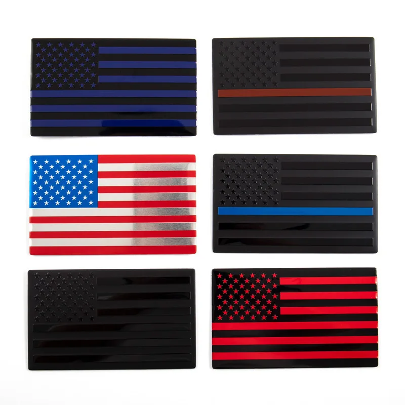 3D USA flag Aluminum Car Sticker customized Car Metal Flag Sticker embossed metal flag sticker