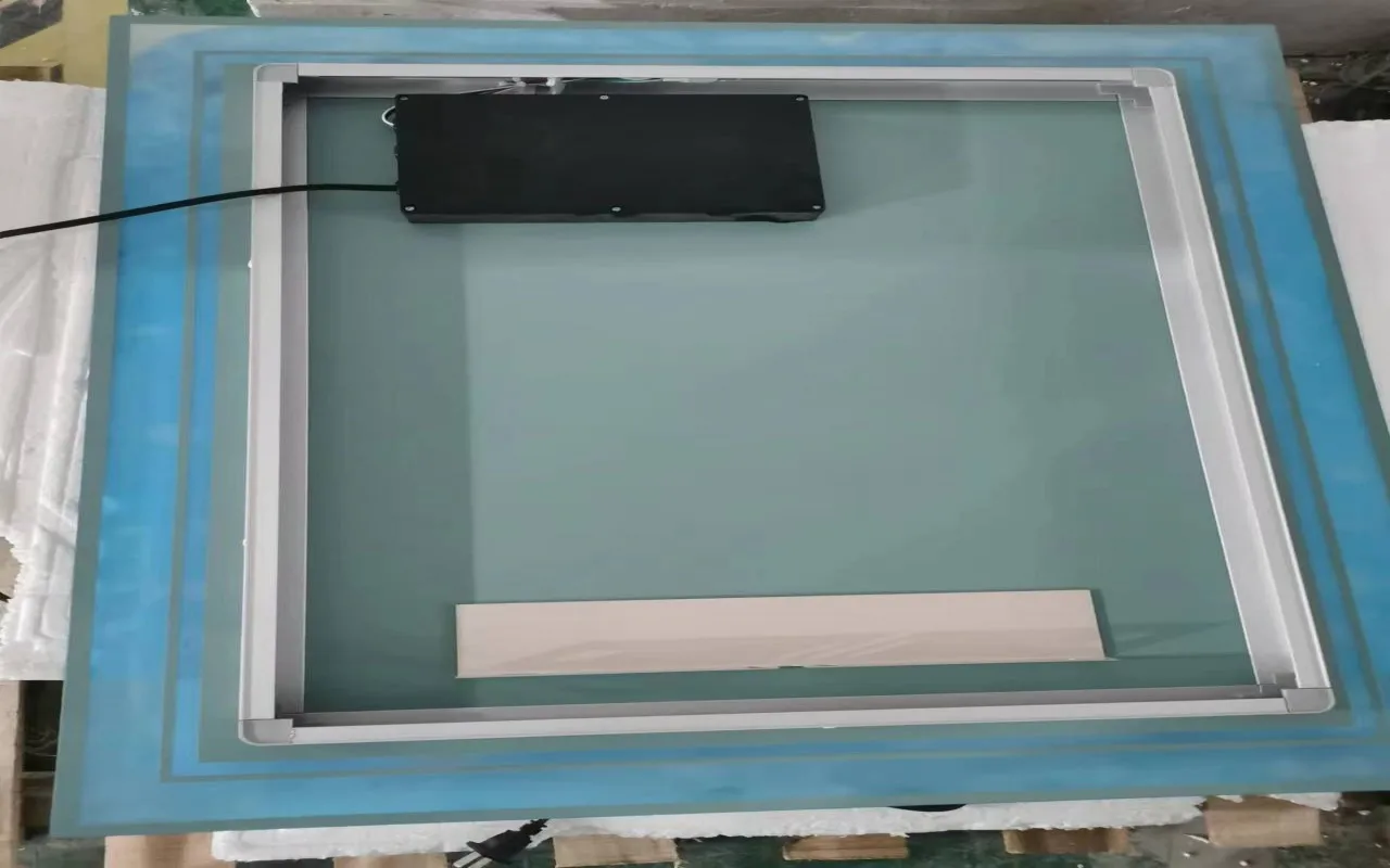 Accept custom front lighted led bathroom mirror magnifying with clock and bluetooth speaker rectangle 48 inch 32 inch