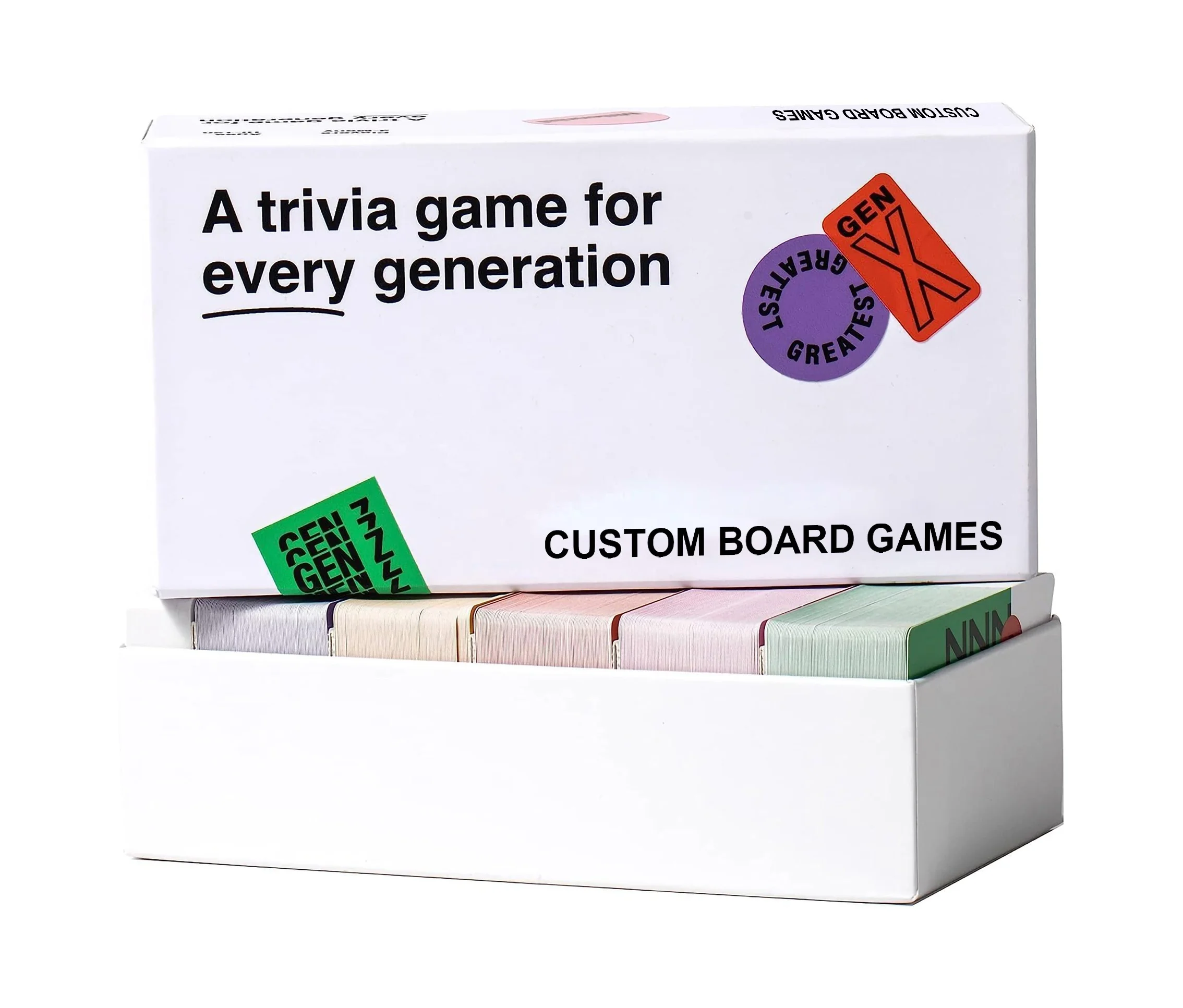 A Trivia Game for the Generations Gen Z Millennial Gen X Boomer Family Games Card Games for Adults & Kids