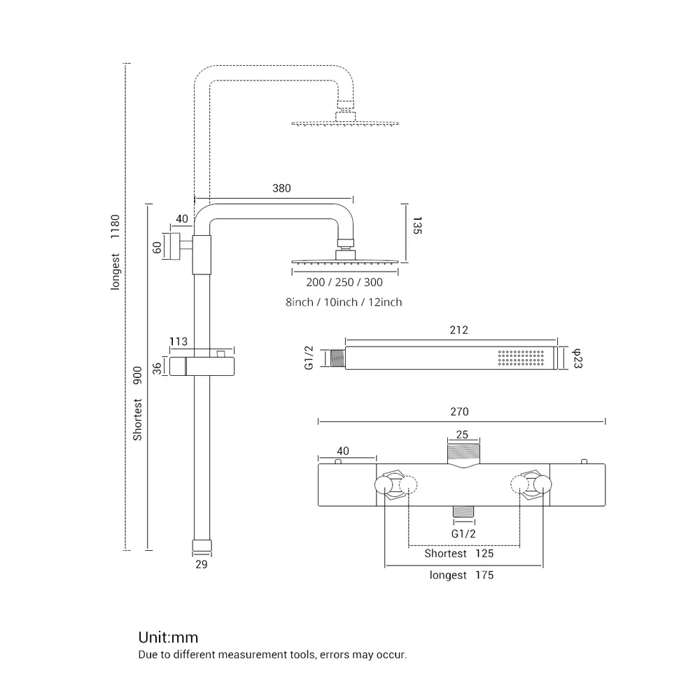 Brass Bath Contemporary Matte Black Round Copper Brushed Metal Exposed Polished European Bathroom Shower Set Faucet Mixer Tap