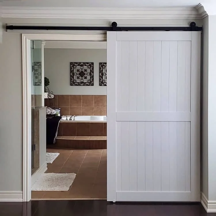 CBMmart Antique Style Black Classic Carbon Steel Double Barn Door Hardware Kit Sliding Wooden Barn Door