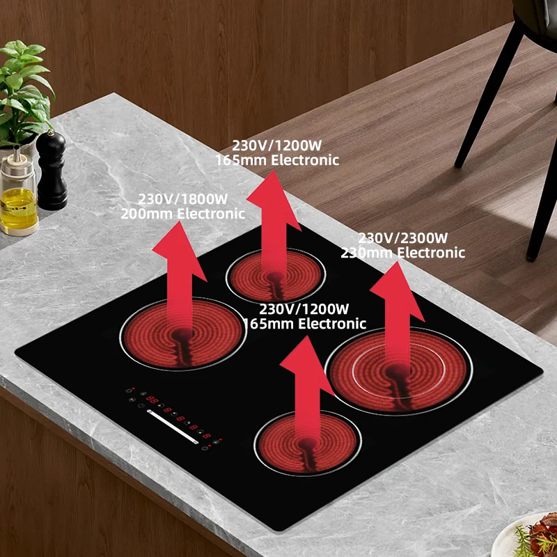 Modern Design Electric 4 Burner Built In Infrared Cooker Hob House Hotel Ceramic Cooker