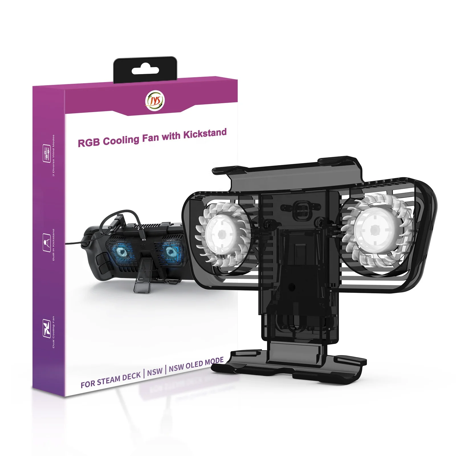 Cooling Fan With Bracket Dual C-port Adapter For Steam Deck Switch NS OLED Host Cooler JYS-SD006