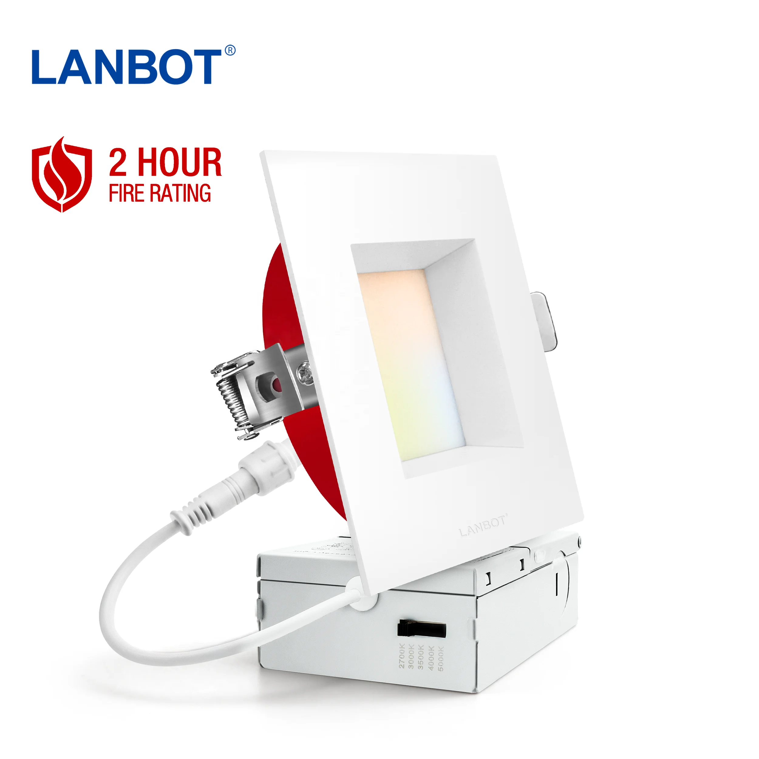 Lanbot 4 inch Slim New Construction Fire Rated Junction Box LED Fireproof Luminaire Housing For Indoor Fire Lighting Project