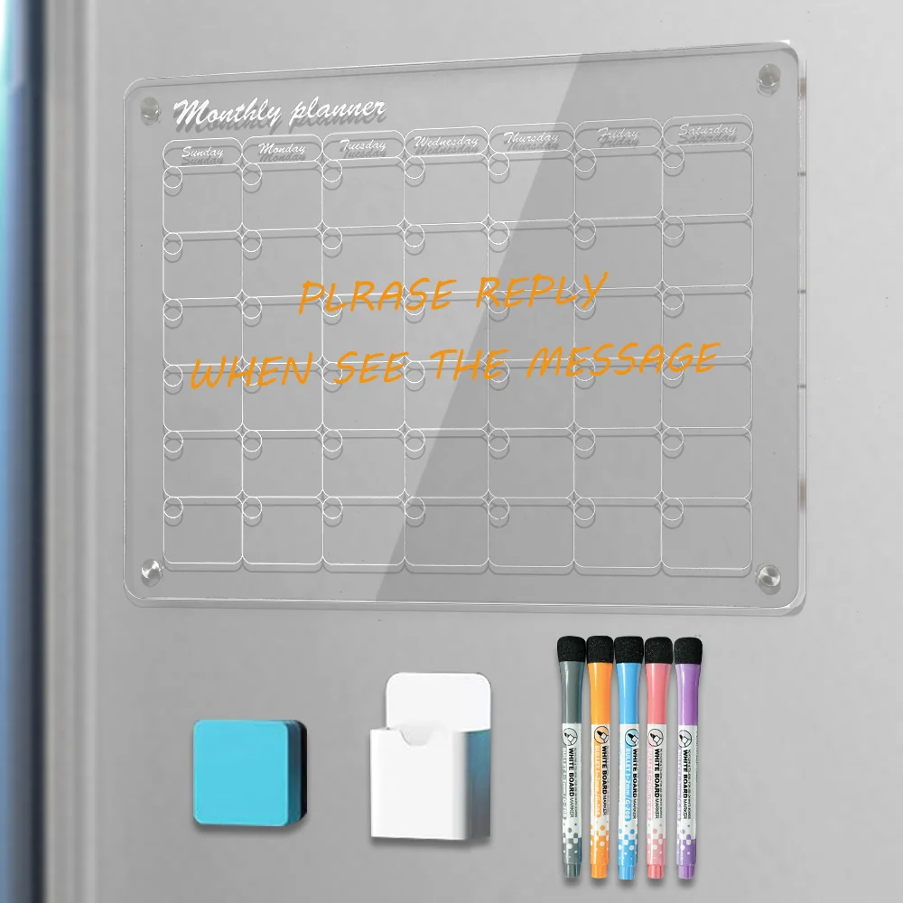 Acrylic mini sticker weekly monthly  small magnetic Dry Erase Calendar whiteboard Acrylic Calendar Dry Erase Board