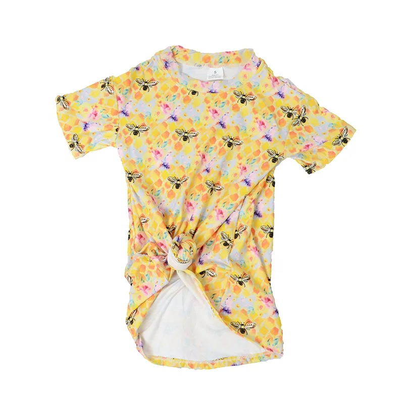 
boutique Girls t shirt Dress Spring summer rainbow printed fashion kids clothing 