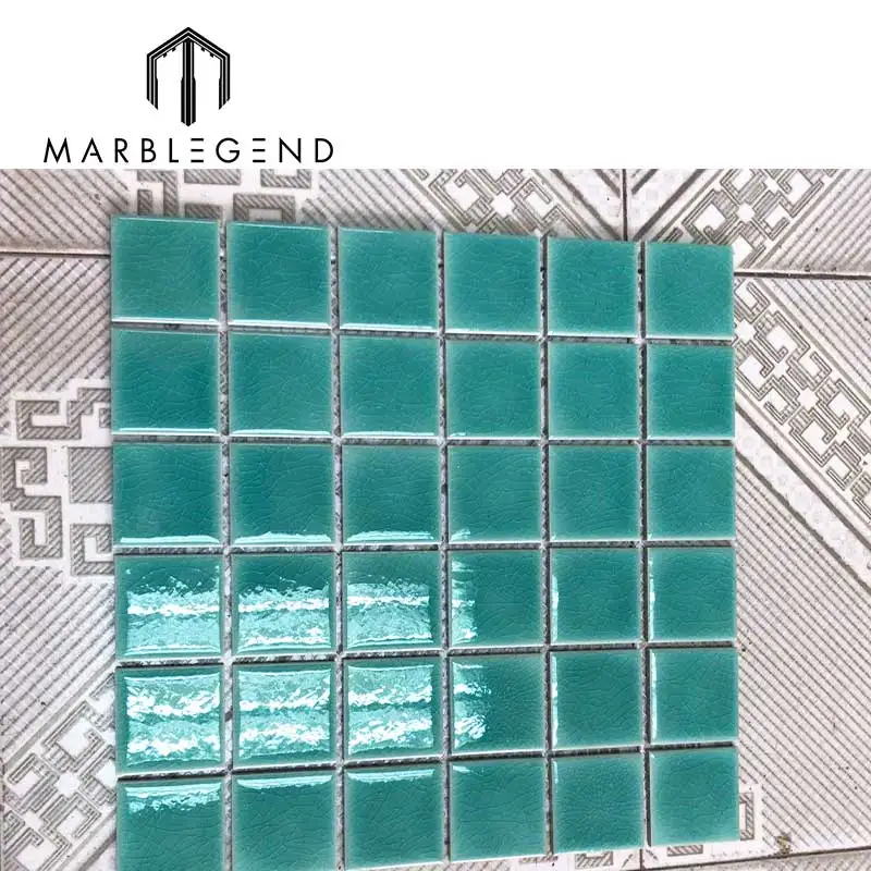 Square Polished Glazed Porcelain Ceramic Mosaic tile for swimming pool art mosaic