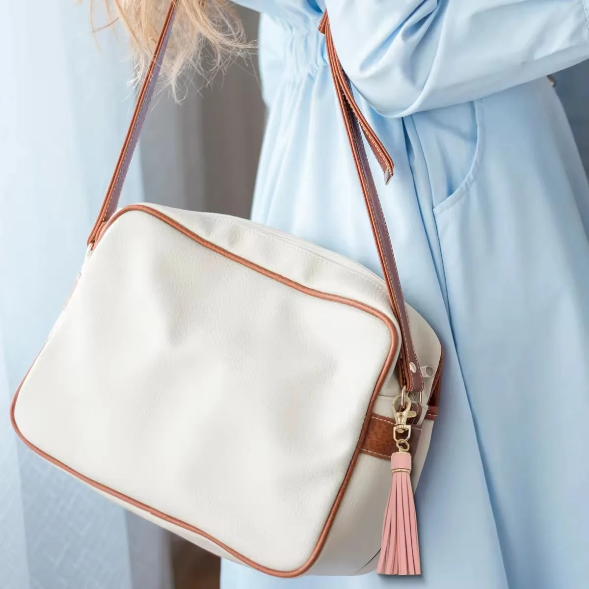 wholesale handmade PU leather tassel keychain for bag pendant accessories tassels keychain key rings