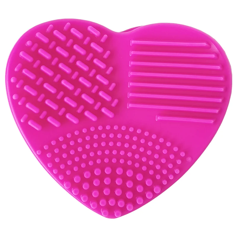 Silicone Heart Shape Multi Texture Surface Cosmetic Makeup Brush Cleaner Pad Mat Cleaning Washing Scrubber Tools