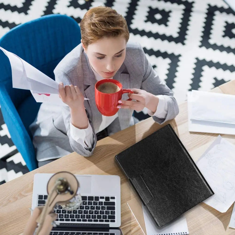 
Pencil Holders Premium Leather Business Document Organizer Resume Portfolio Folder for Office School 