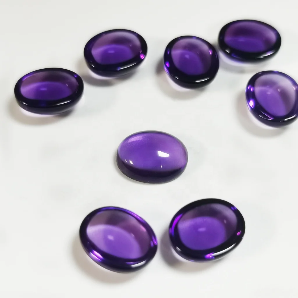 Baifu Jewelry oval shape flat back amethyst cab 10*12mm synthetic gemstone for jewelry making