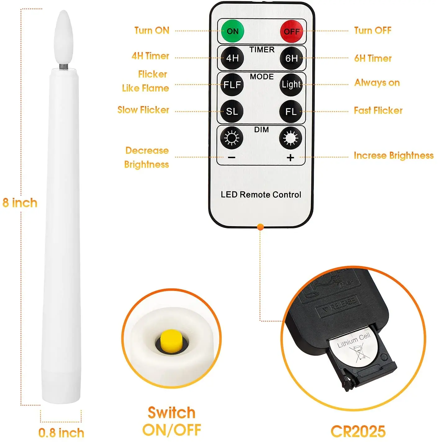 Led Taper Flameless Candle With Real Flame Design 3D Flame Battery Operated WindowCandles,Suitable For Home Wedding Dinnar Table