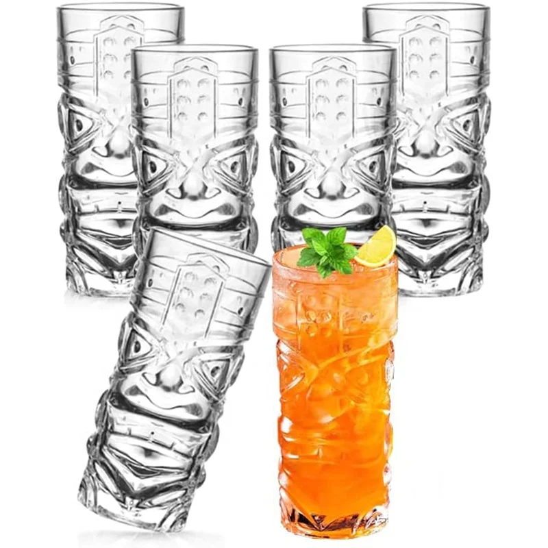 Old Fashioned Glasses Cocktail Drink Glasses 14 oz Tiki Thickened Glass Cup