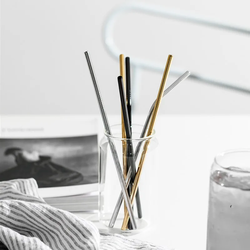 Metal Straw Set Short Cocktail Straws Stainless Steel Gold Metal Reusable Drinking Straws