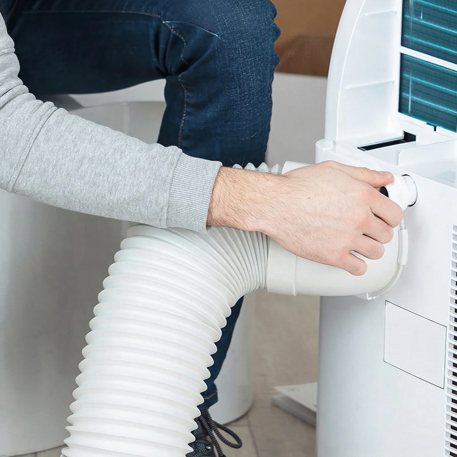 Portable Air Conditioner Exhaust Hose Counter Clockwise Thread Flexible Telescopic Vent Replacement Tube for Air Conditioner Hom