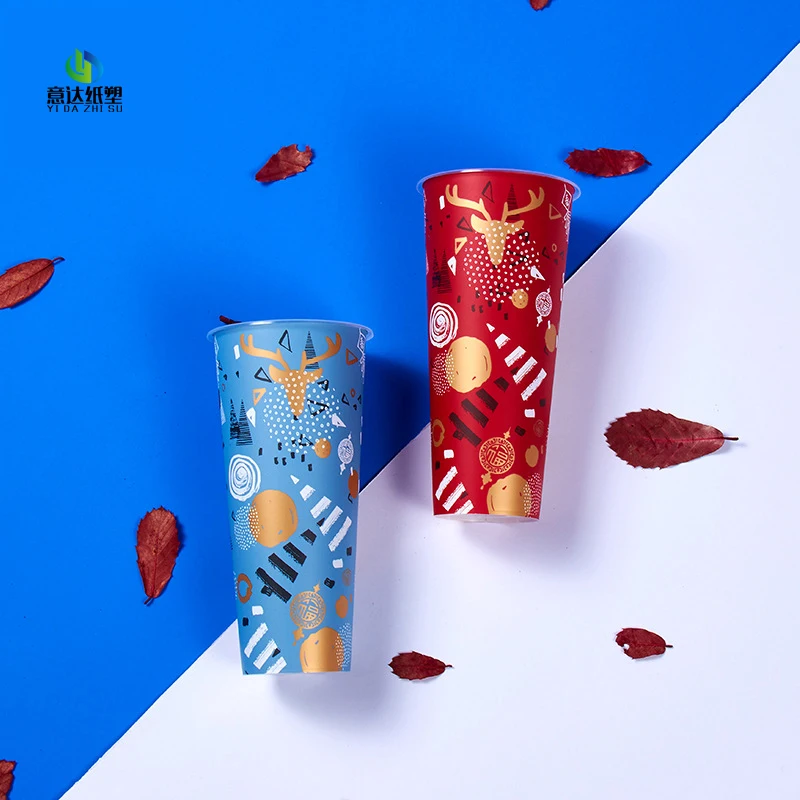 Cheap plastic cups 500ml 500count box IML plastic cups extra thick 16 oz full print plastic cups