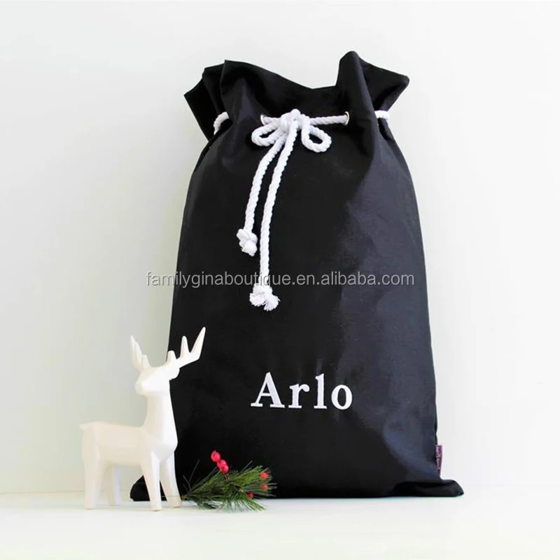 Рождественские украшения, оптовая продажа, ручная работа, черный классический сублимационный мешок Санта