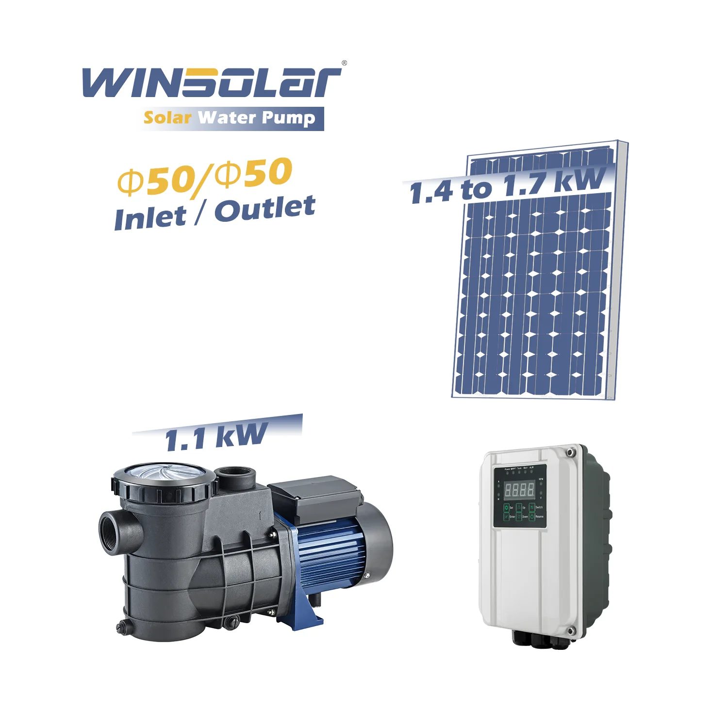 China WINSOLAR DC 144V 1100W 1.5 Horsepower Solar Swimming Pool Pump with Solar Panels
