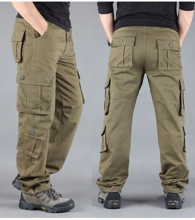 Mens fall winter cotton solid camouflage outdoor hiking camping military army Combat work multi pockets utility cargo pant